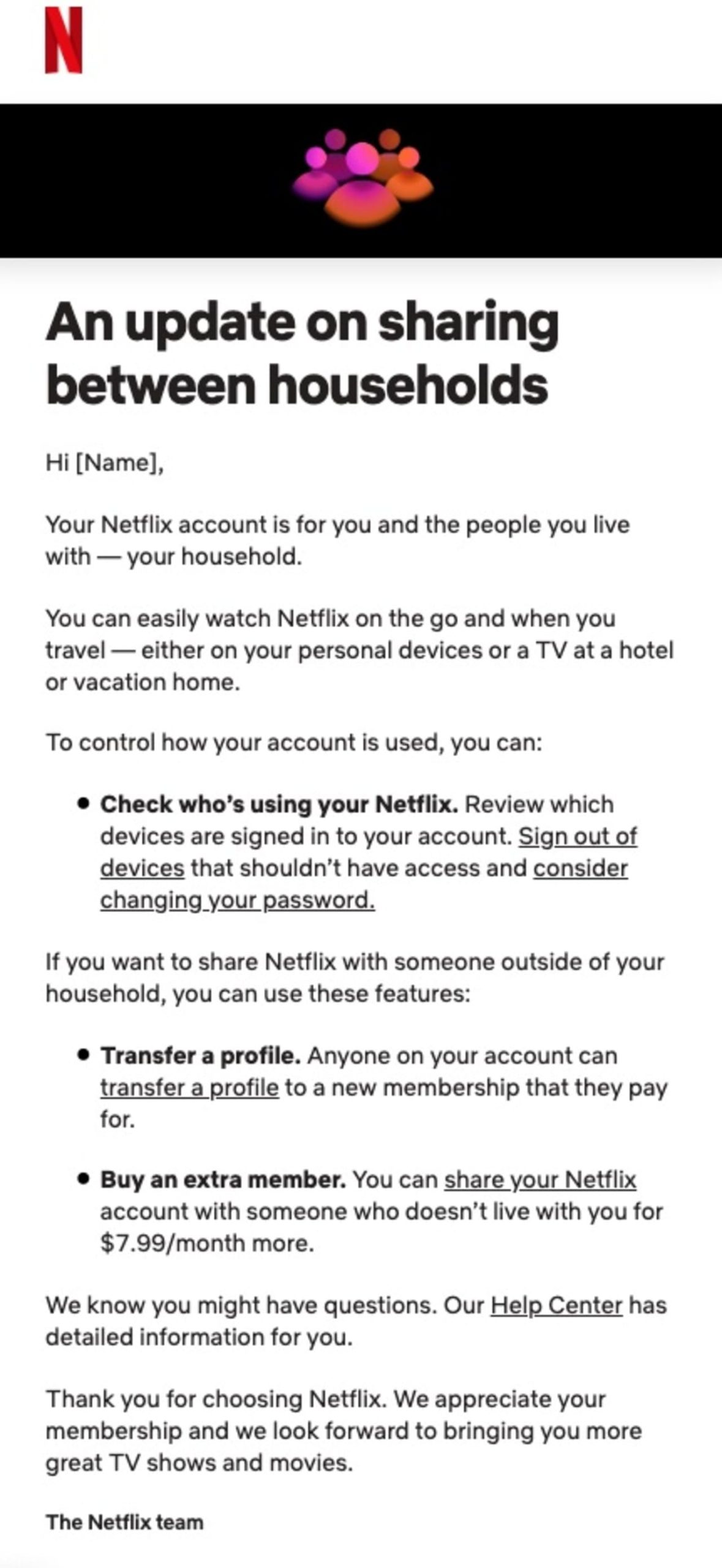 Netflix annuncia un pagamento extra per la condivisione account