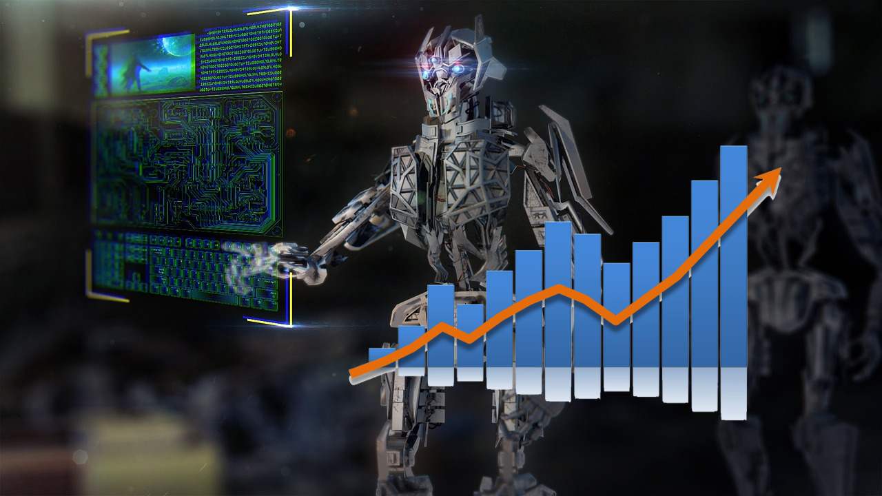Immagine di intelligenza artificiale con grafico di trading