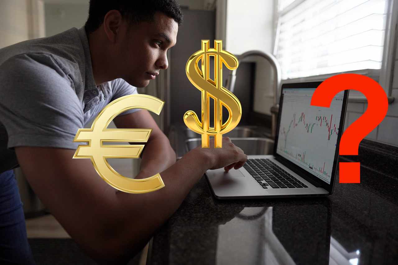 trader con simbolo Euro e Dollaro