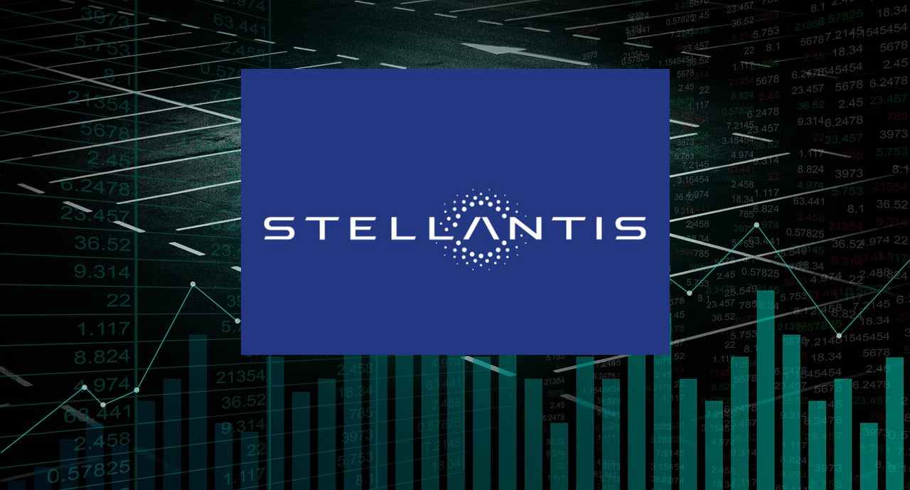 grafico di borsa e logo di Stellantis