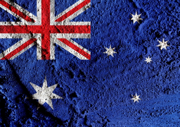 bandiera dell'Australia dipinta sulla sabbia