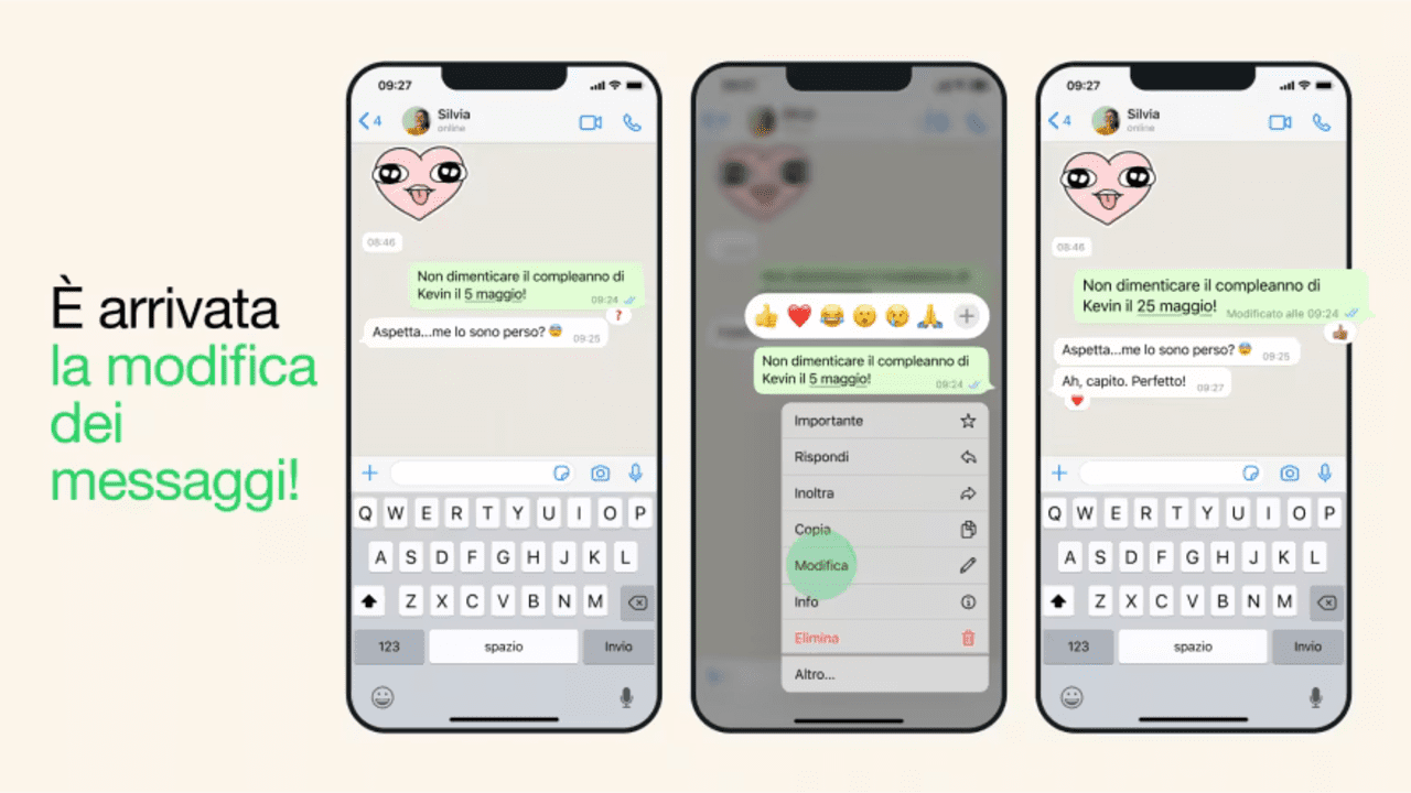 Modificare messaggi su WhatsApp