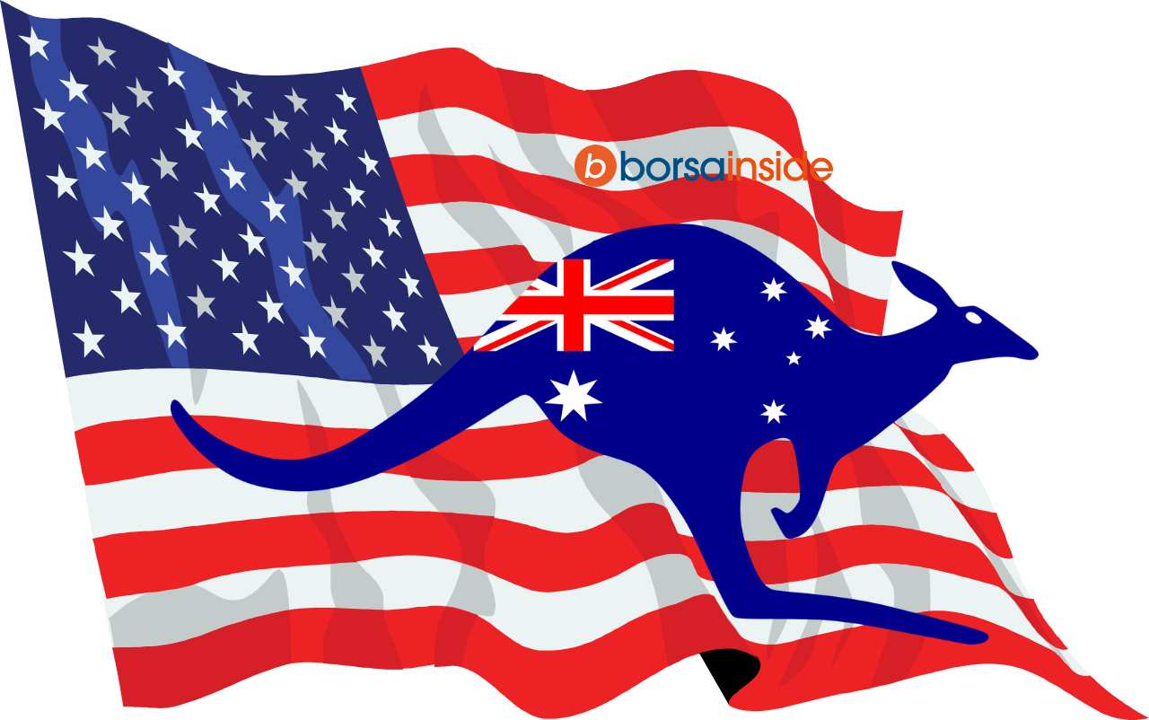 bandiera Usa e canguro australiano
