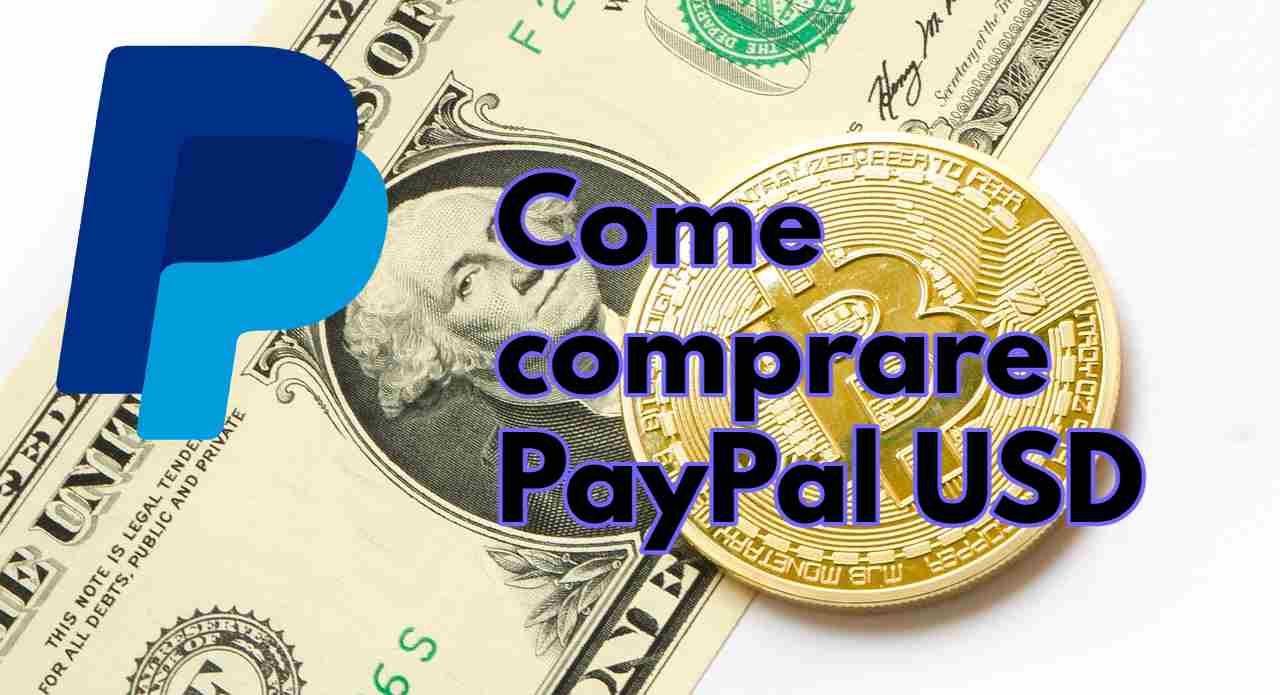 Moneta Bitcoin, dollari e logo Paypal