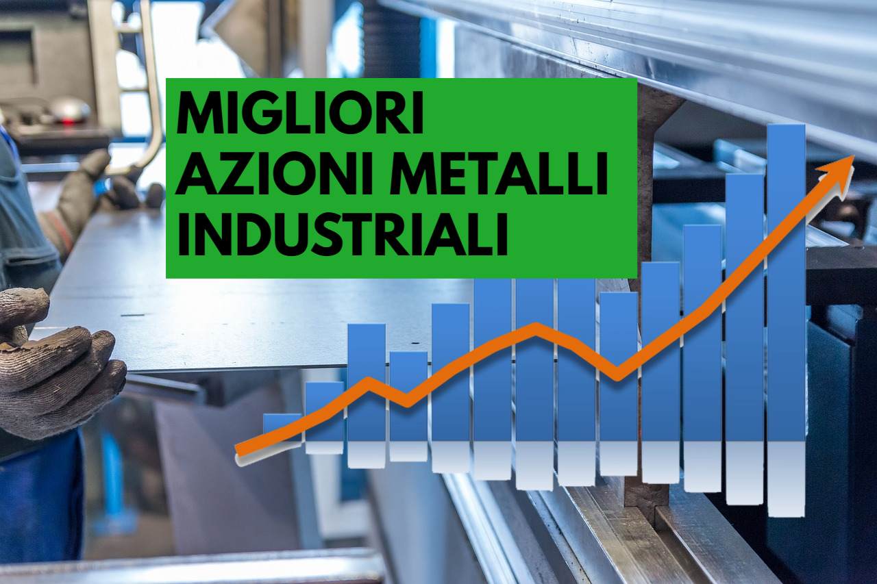 metalli industriali in lavorazione e grafico crescita