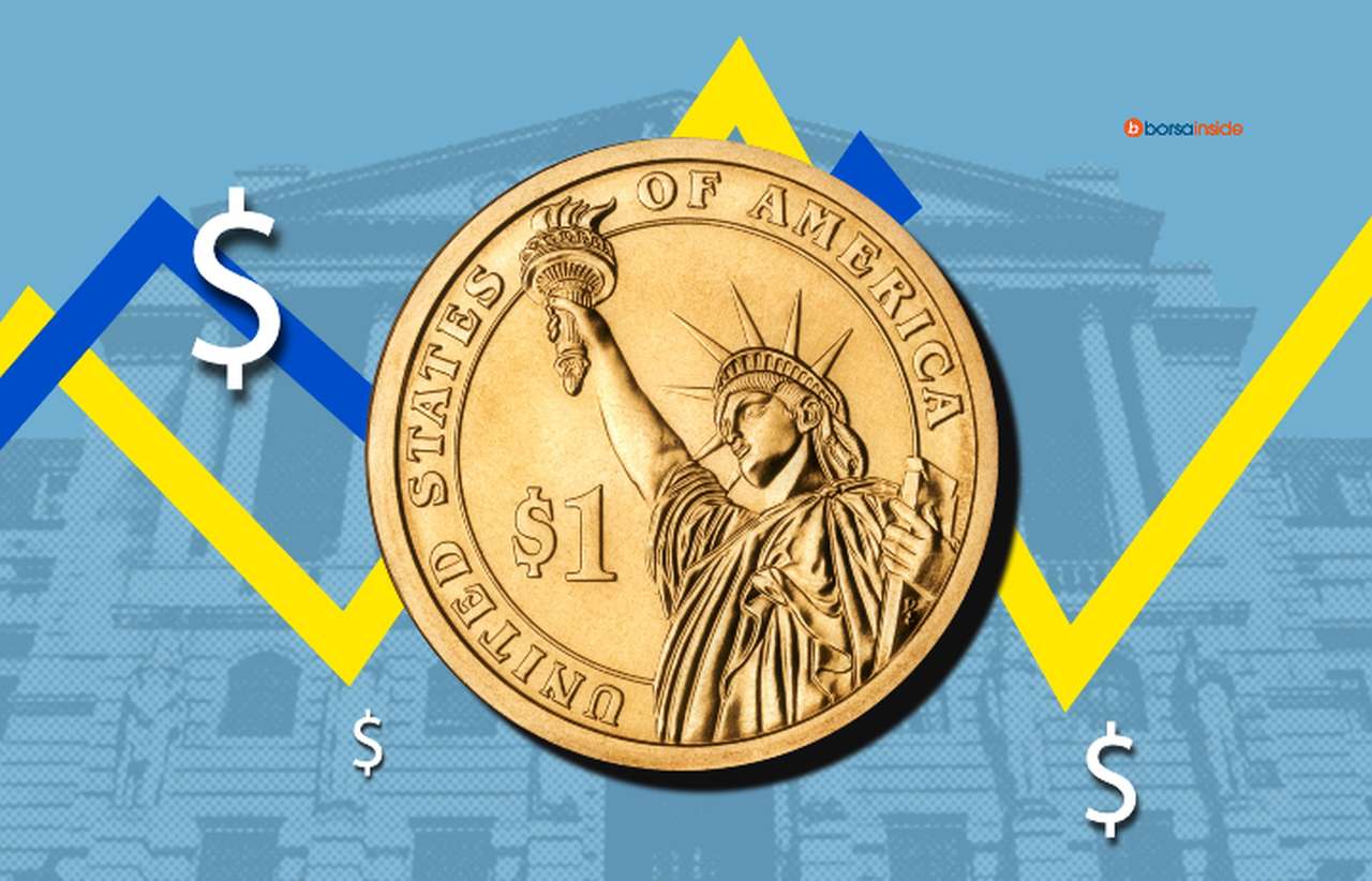 un grafico e una moneta da 1 dollaro USA
