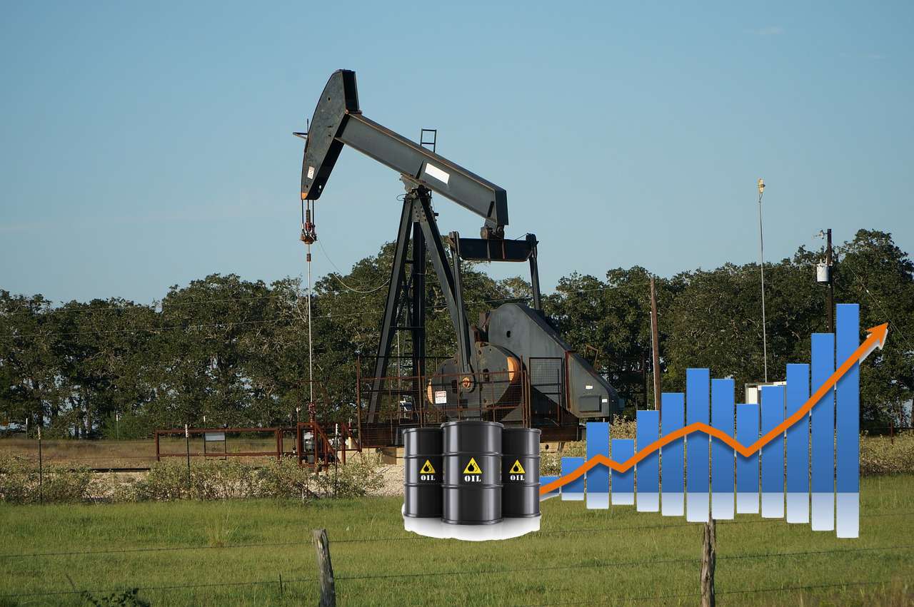 estrazione petrolio e grafico di rialzo