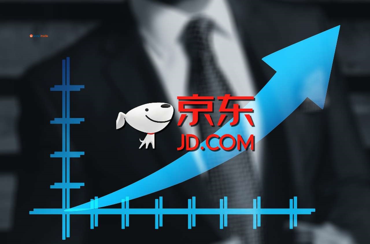 un grafico con una freccia e il logo di JD.com