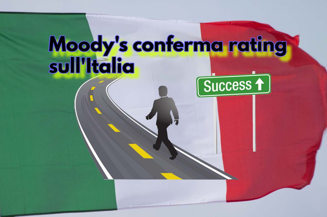 bandiera Italia con strada verso successo