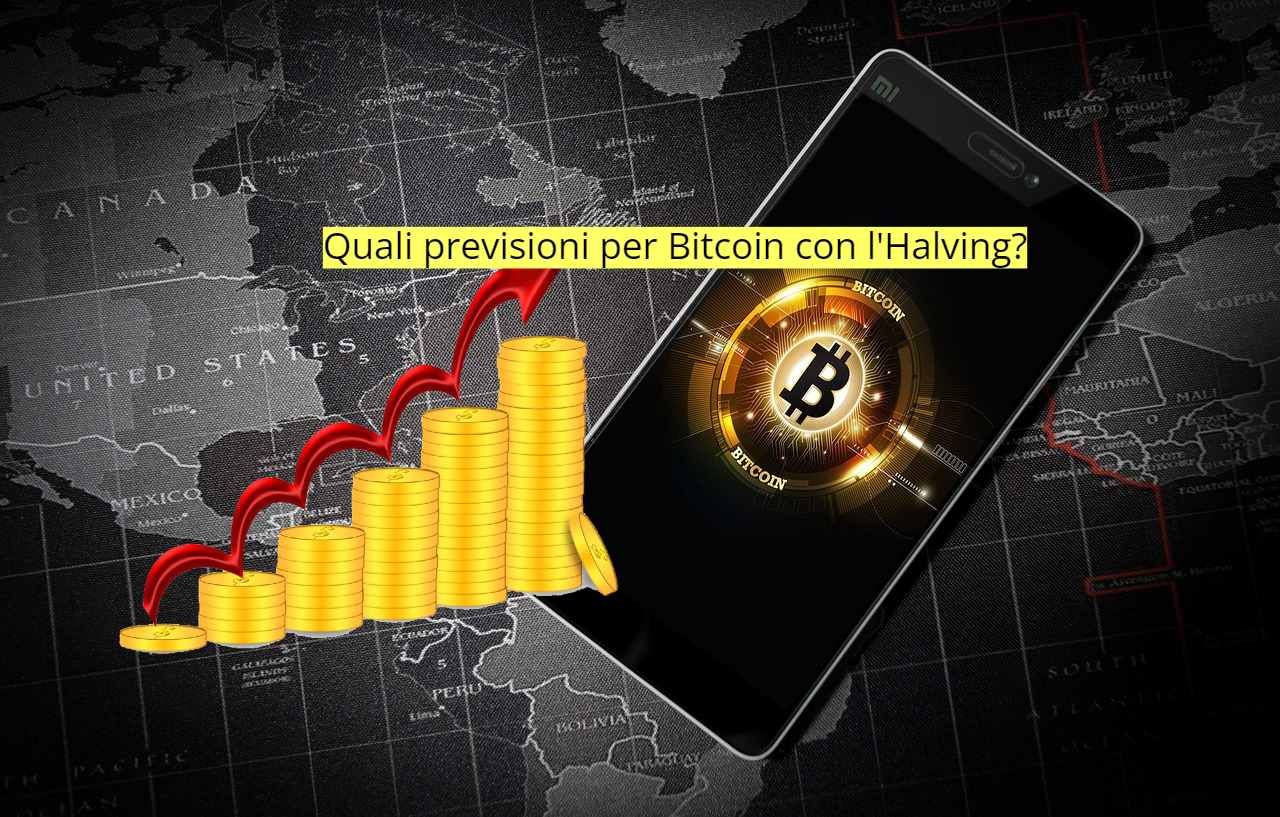 Bitcoin su cellulare e grafico al rialzo