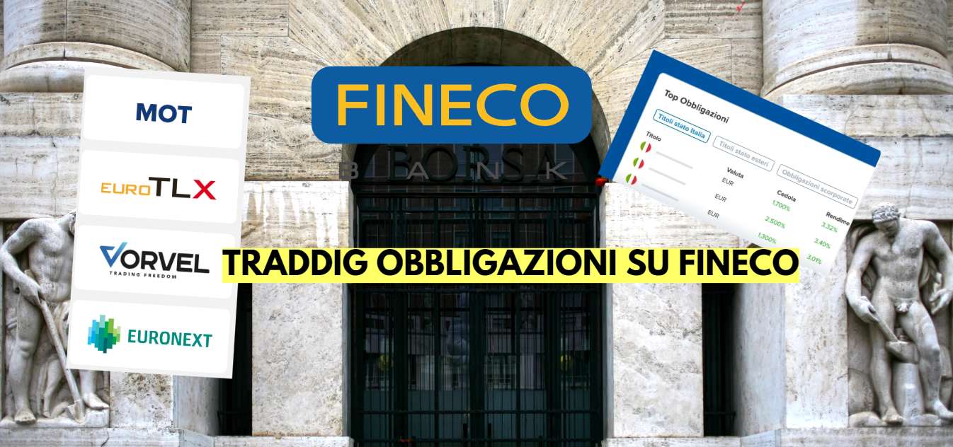 ingresso di Borsa Italiana e logo di Fineco