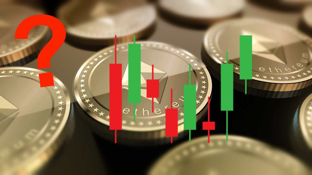 monete di Ethereum e candele trading