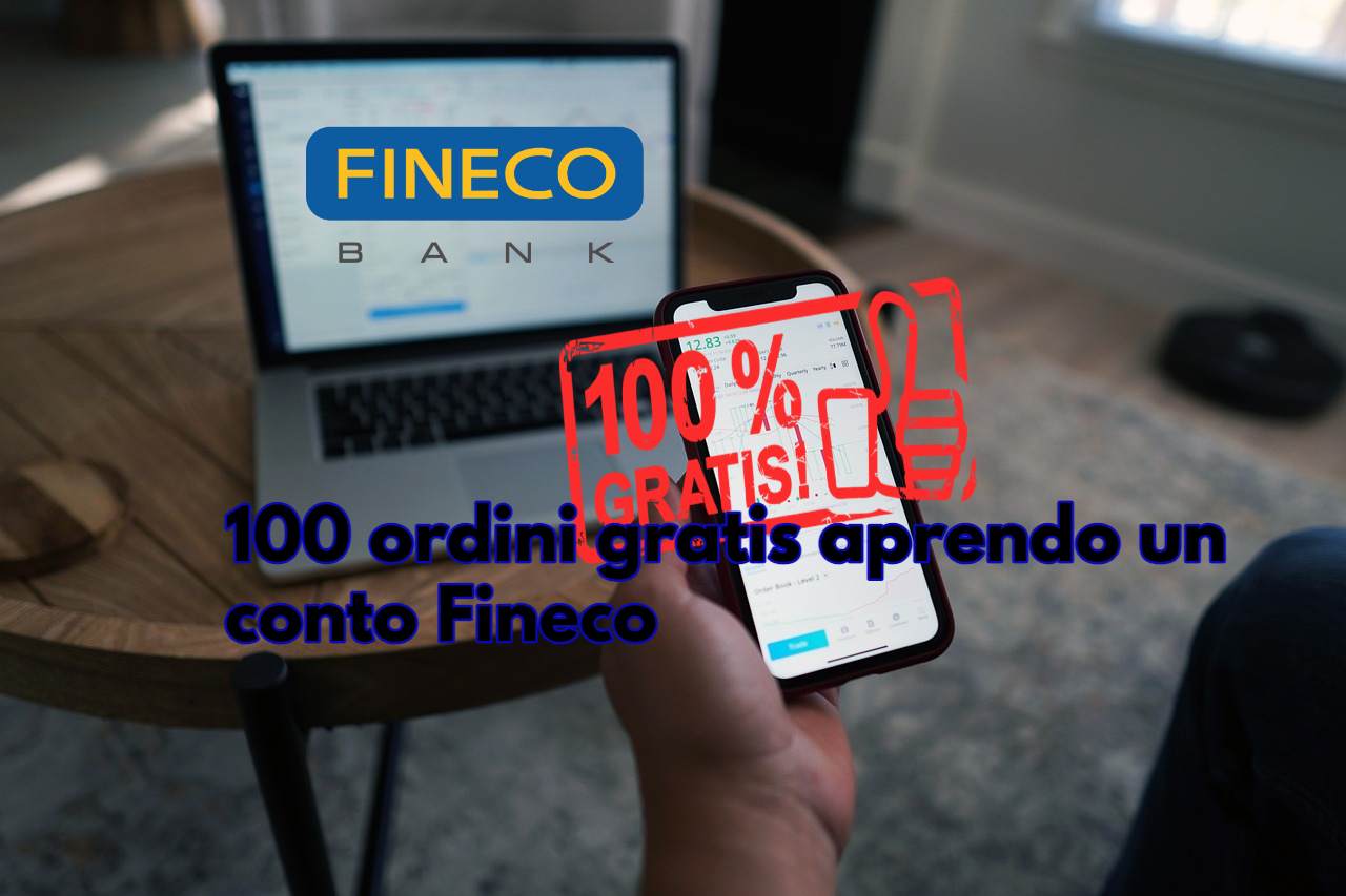 laptop con logo Fineco e mobile trading