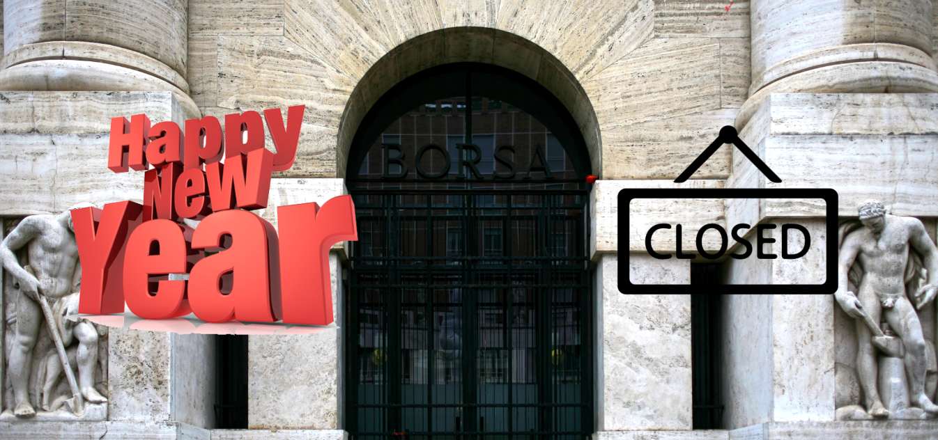 ingresso borsa di Milano con cartello "closed"