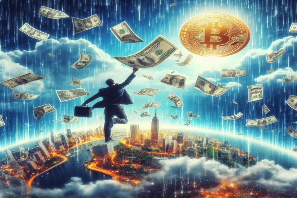 pioggia di soldi con Bitcoin