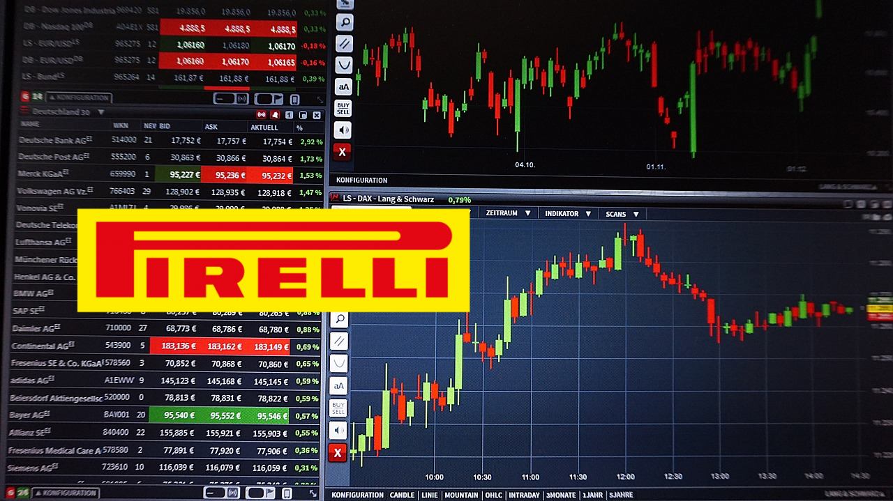chart di trading con il logo di Pirelli
