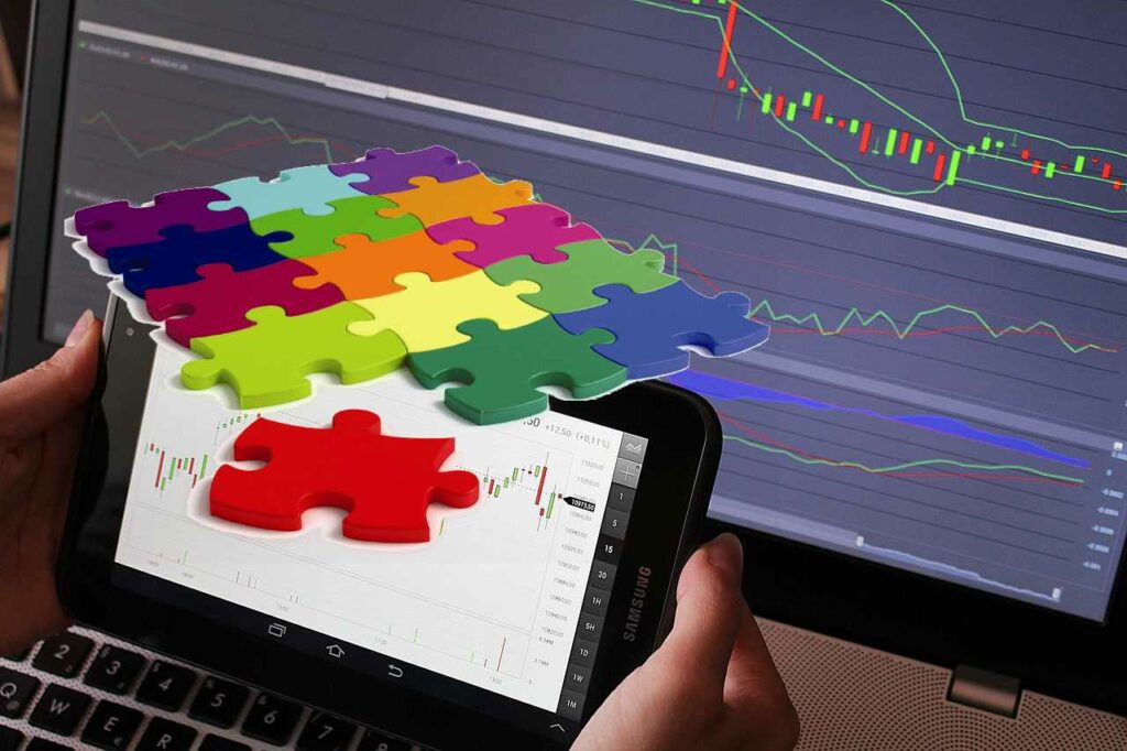grafici trading e puzzle combinato