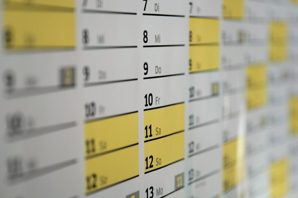 pagina di calendario