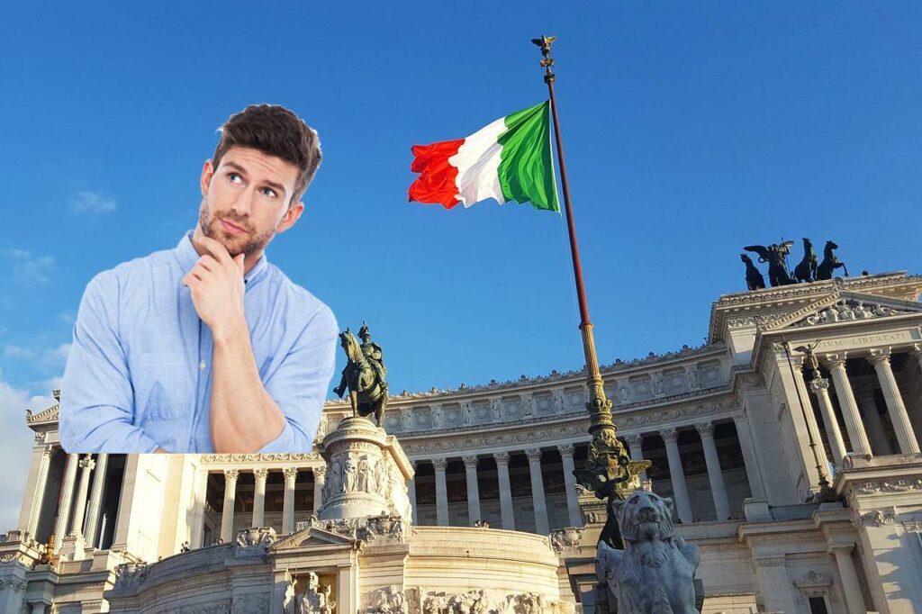 altare della patria a Roma e trader che pensa