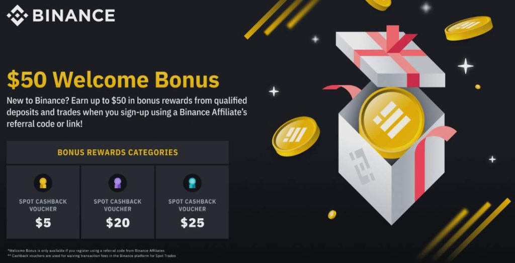 Binance bonus 50 dollari