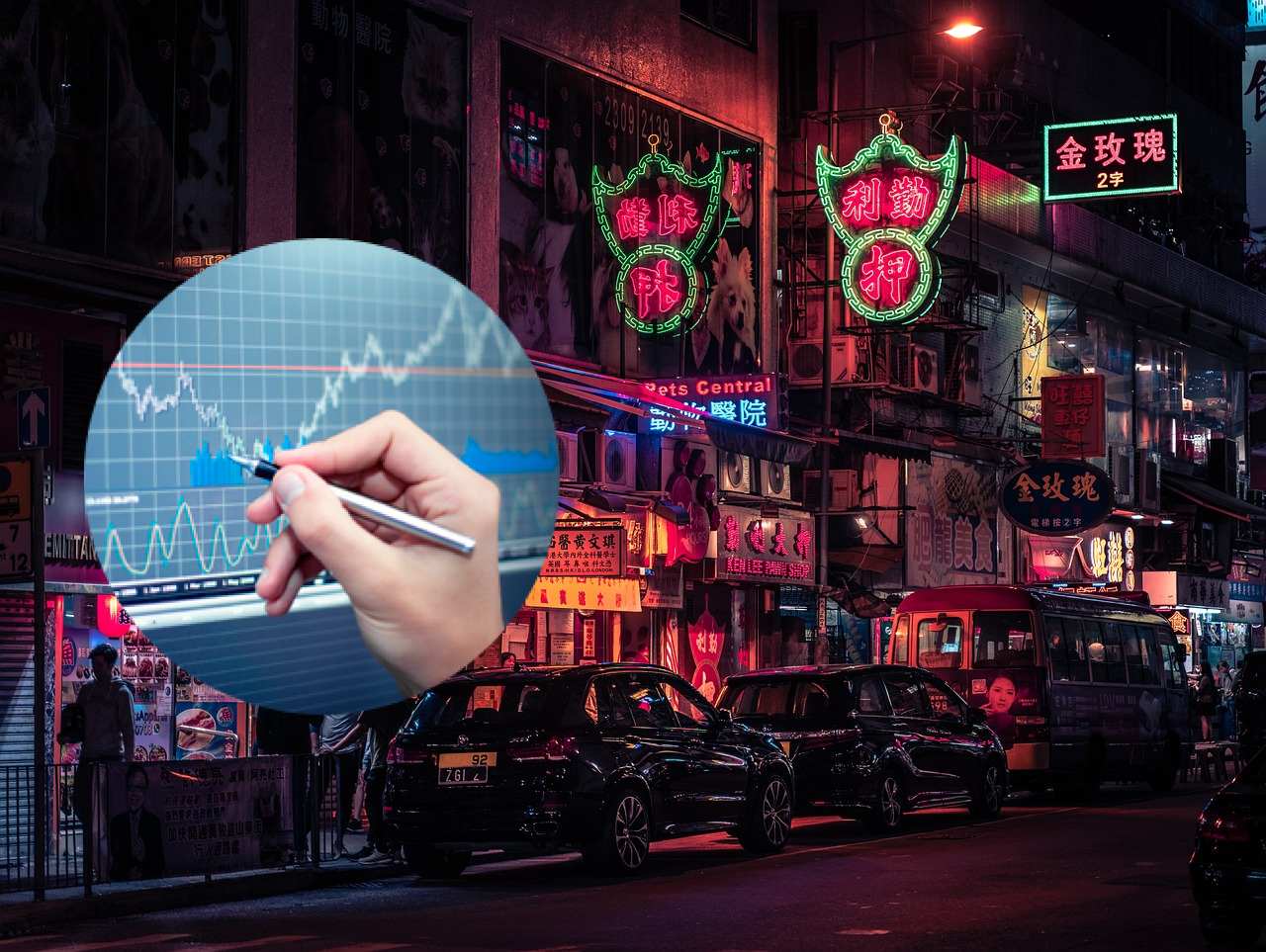 città cinese con immagine di trading