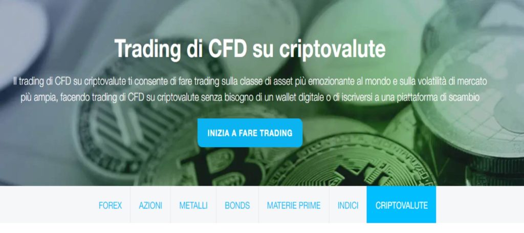 schermata pagina crypto su FP Markets