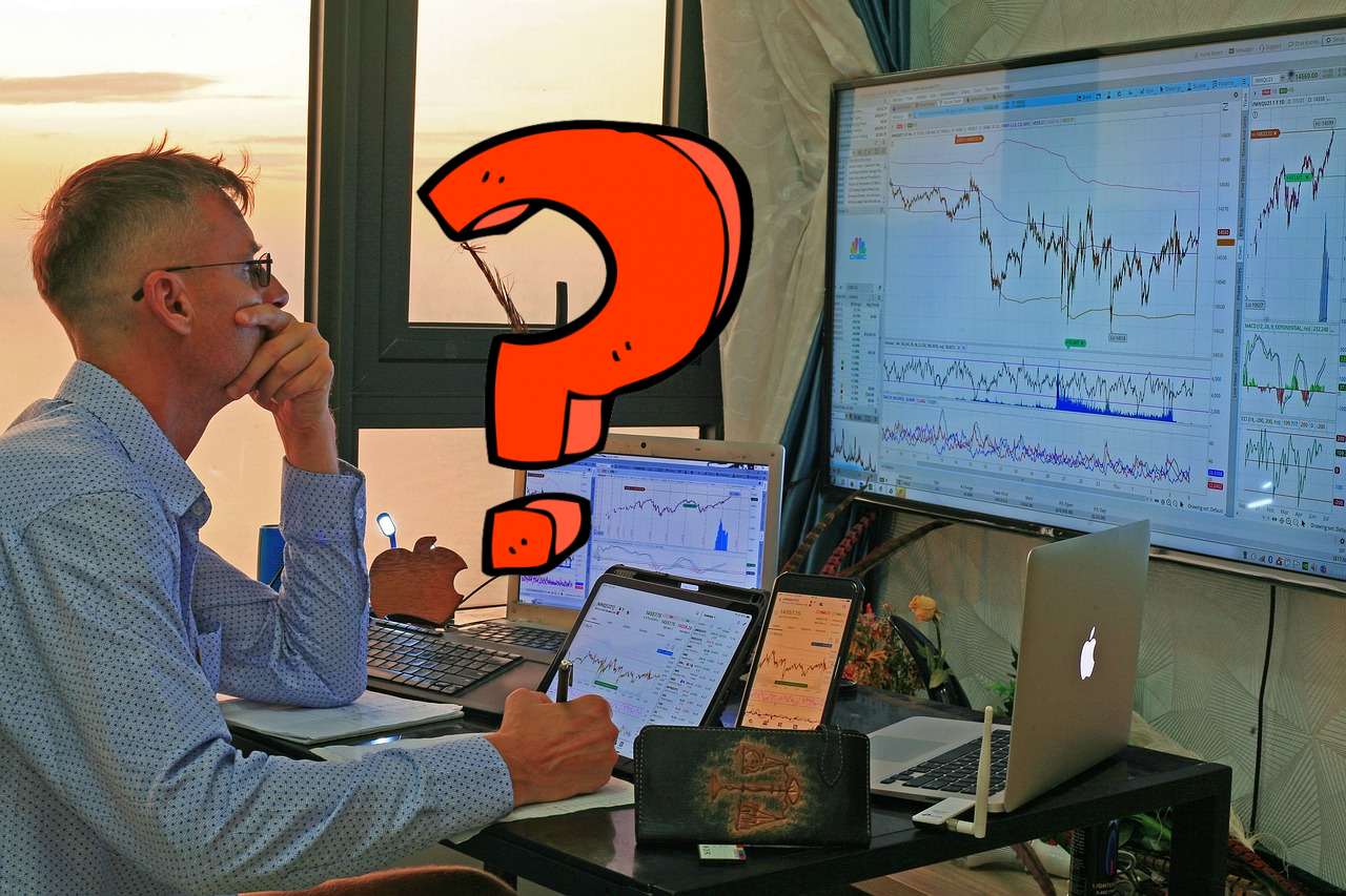 Investitore che guarda grafici di borsa