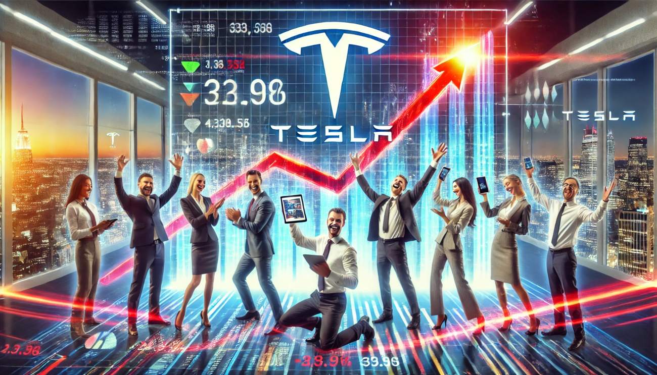 trader euforici per aver investito in azioni Tesla