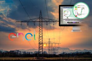 tralicci energia e logo di Enel