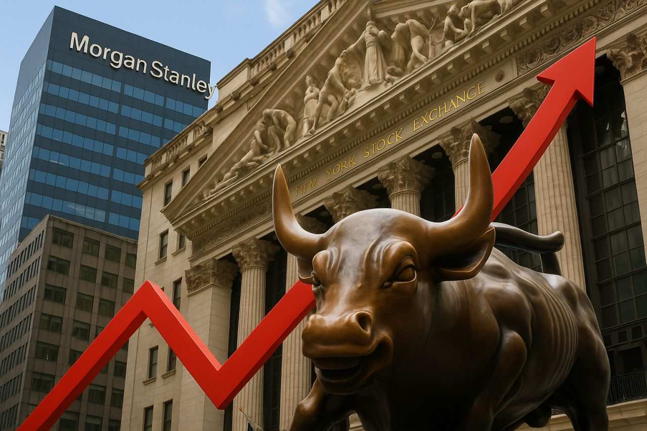 La statua di un toro con dei palazzi di Wall Street alle spalle