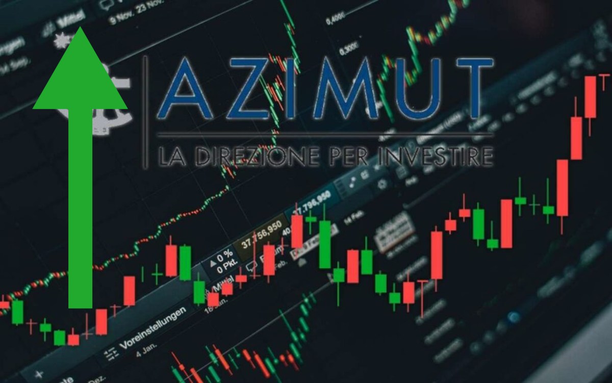 logo di Azimut e grafico di borsa