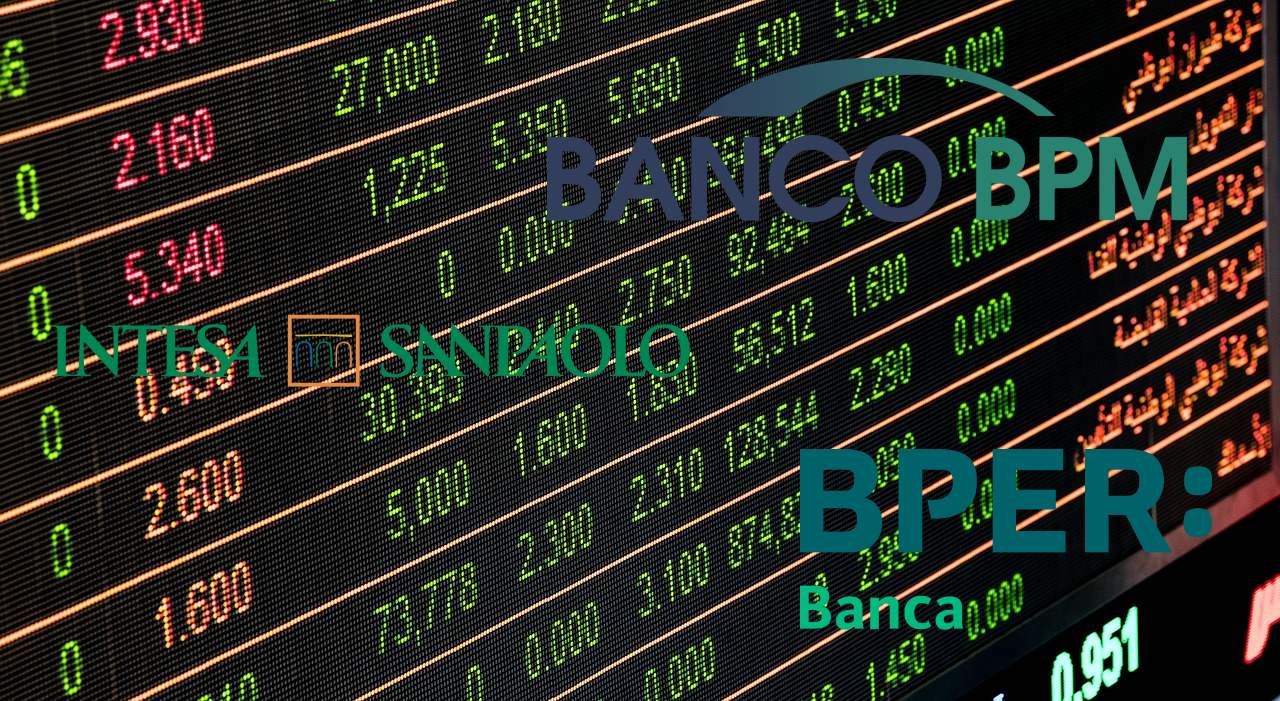 loghi banche su tabella andamento borsa