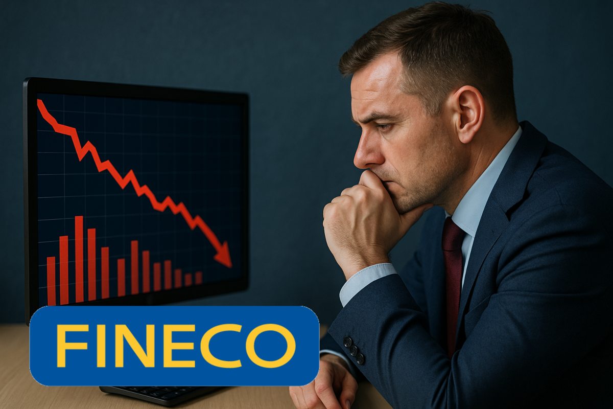 trader che pensa e logo di FinecoBank