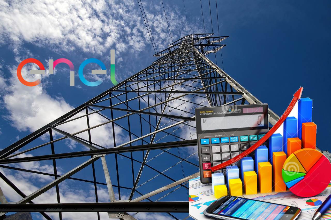 traliccio elettricità e logo di Enel