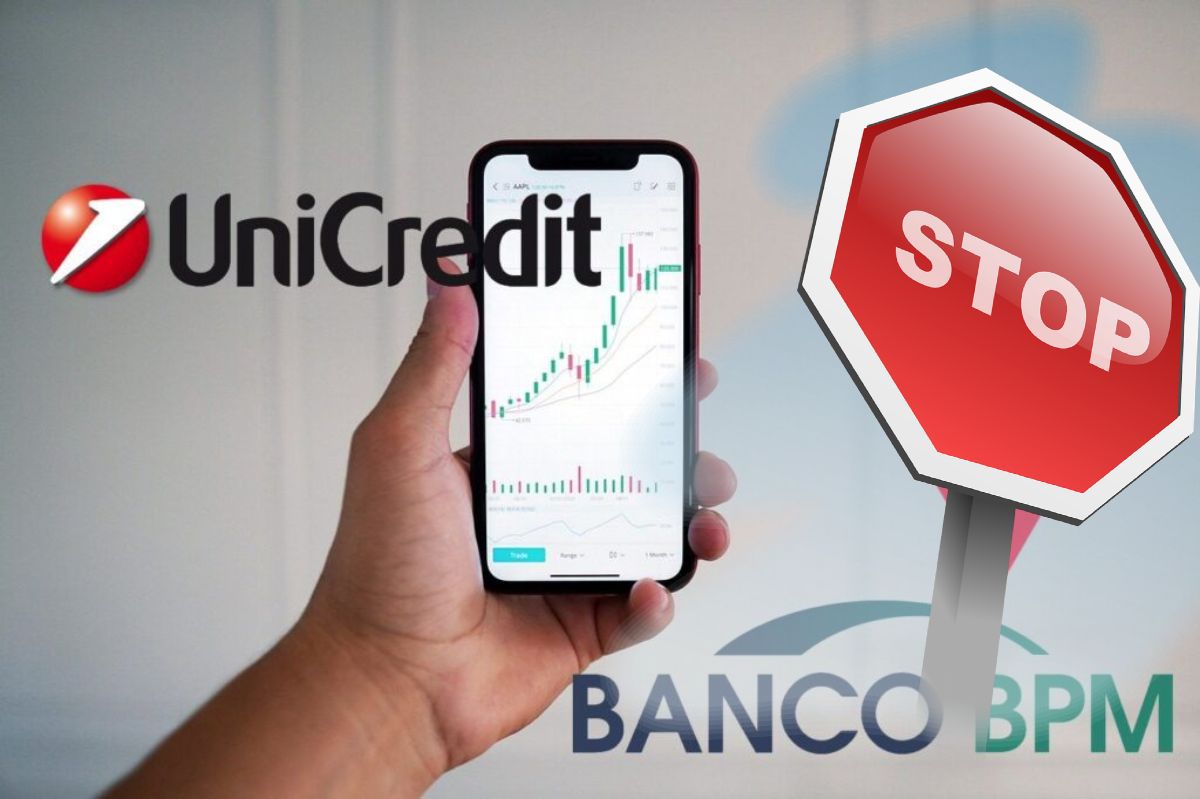 mobile trading e loghi di Unicredit e Banco BPM