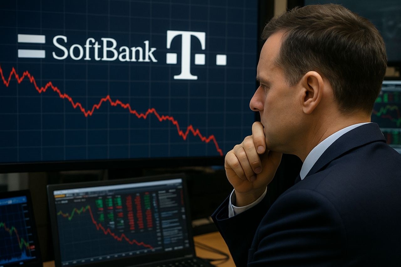 Un trader che osserva dei grafici finanziari su uno schermo