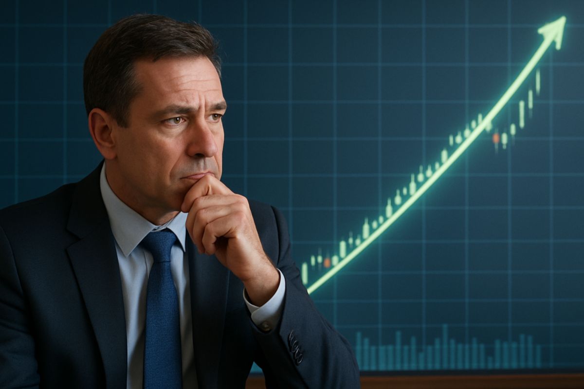 trader e grafico al rialzo