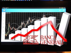 grafico al ribasso e logo di Banca Generali