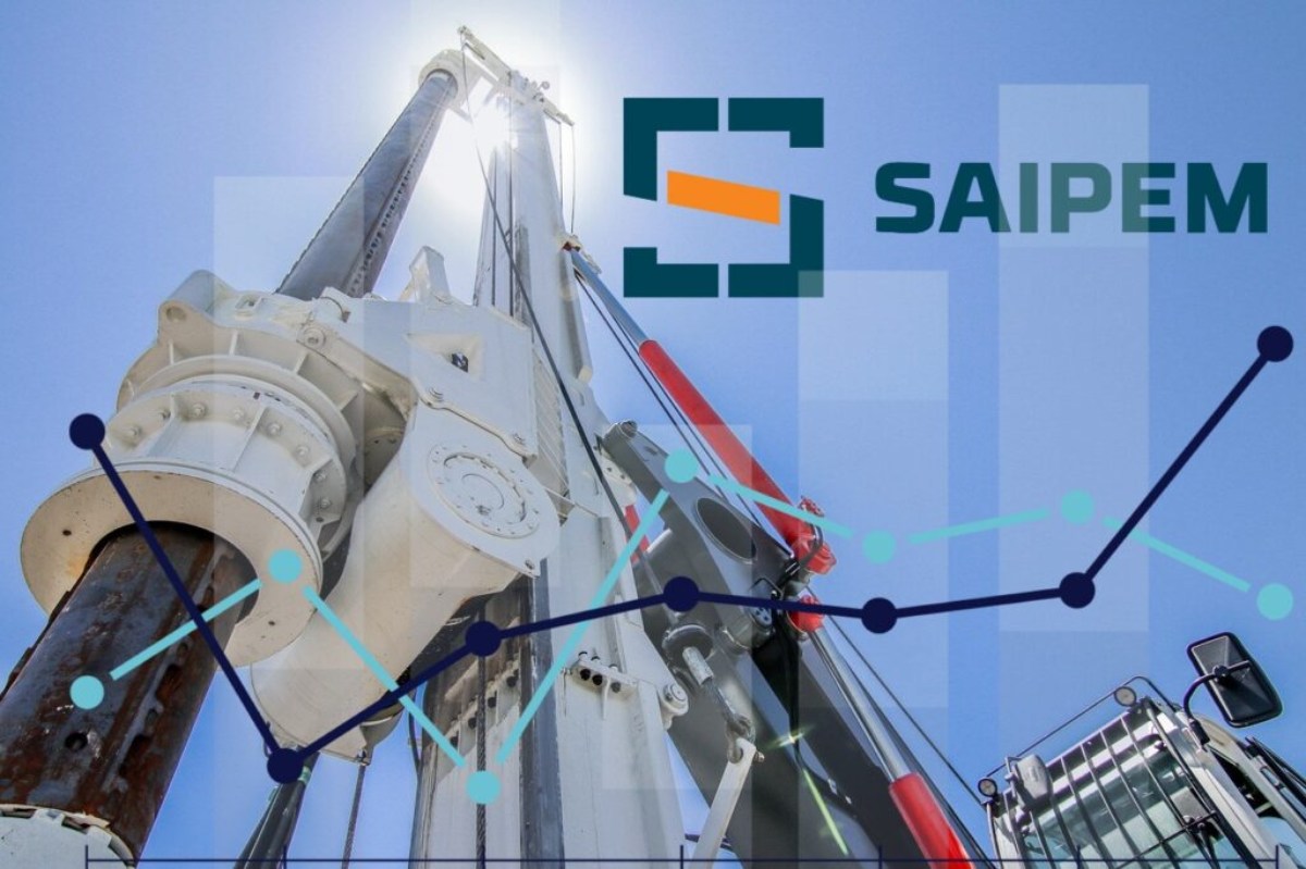 trivella petrolio e logo di Saipem