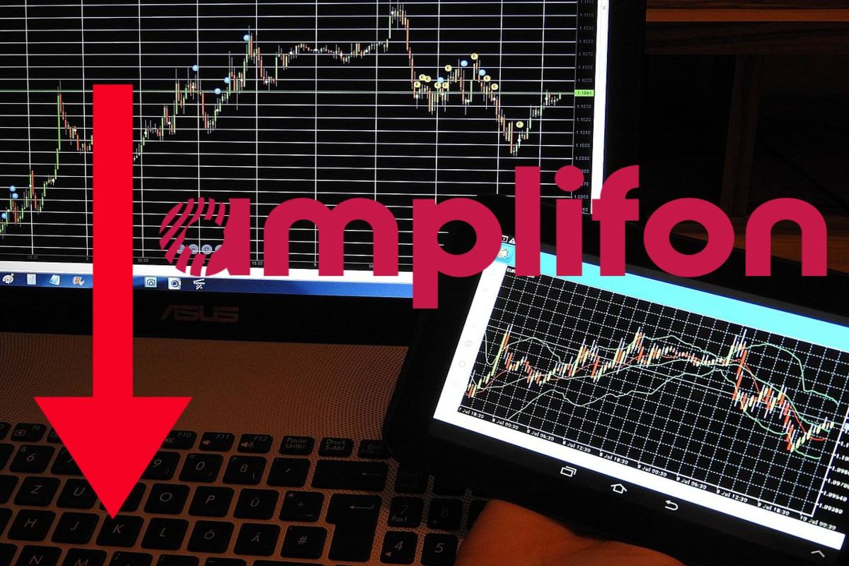 logo di Amplifon con chart di trading sullo sfondo