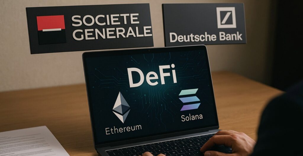 banche europee, defi, cripto, stablecoin, blockchain, criptovalute, crypto, Société Générale, Deutsche Bank