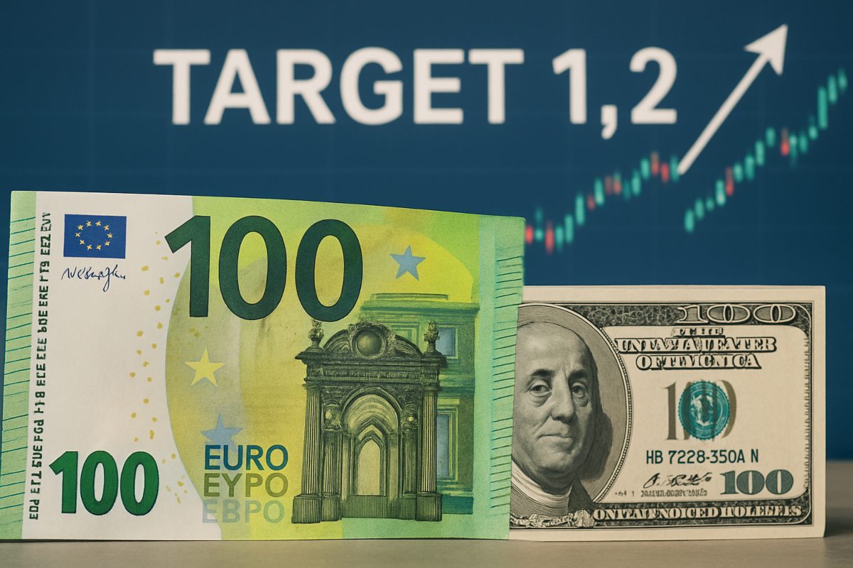 banconota Euro e Dollaro con grafico sullo sfondo