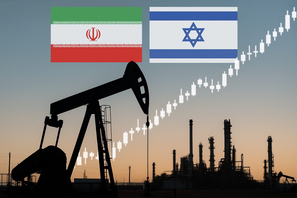 trivella petrolio e bandiera Iran e Israele