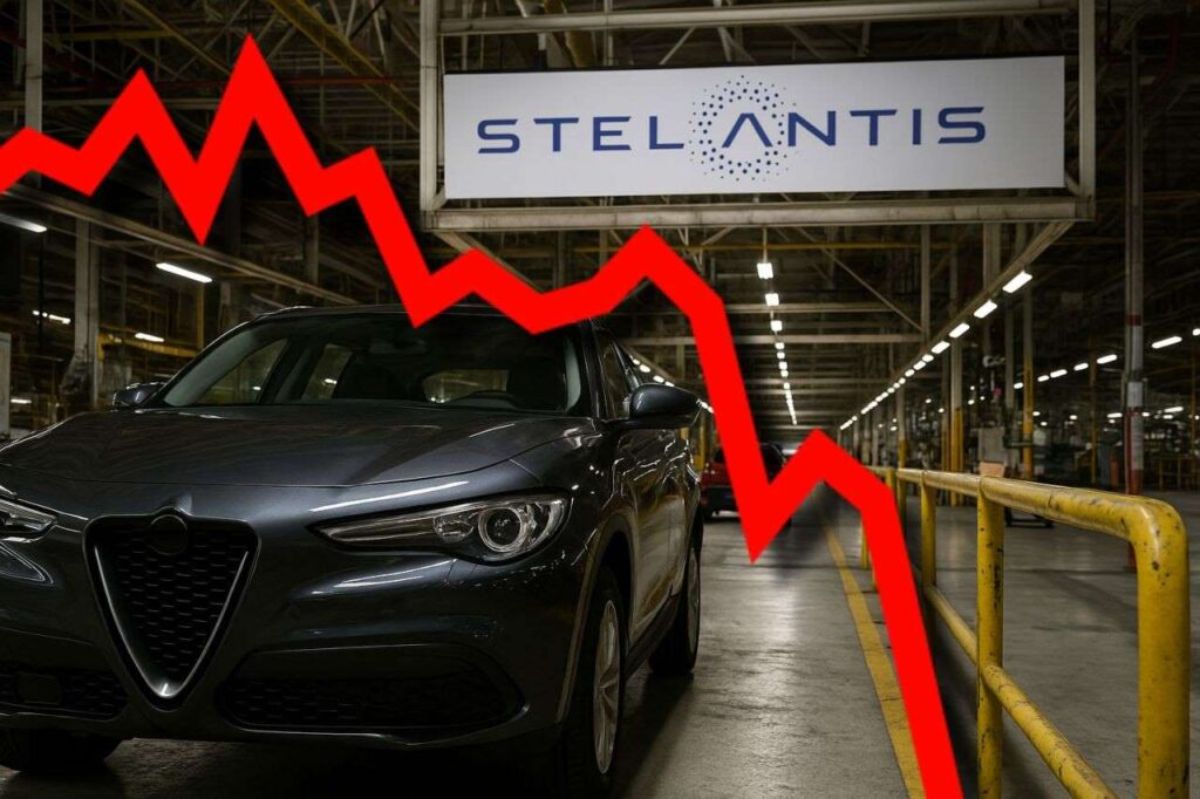logo di Stellantie e auto appena immatricolata