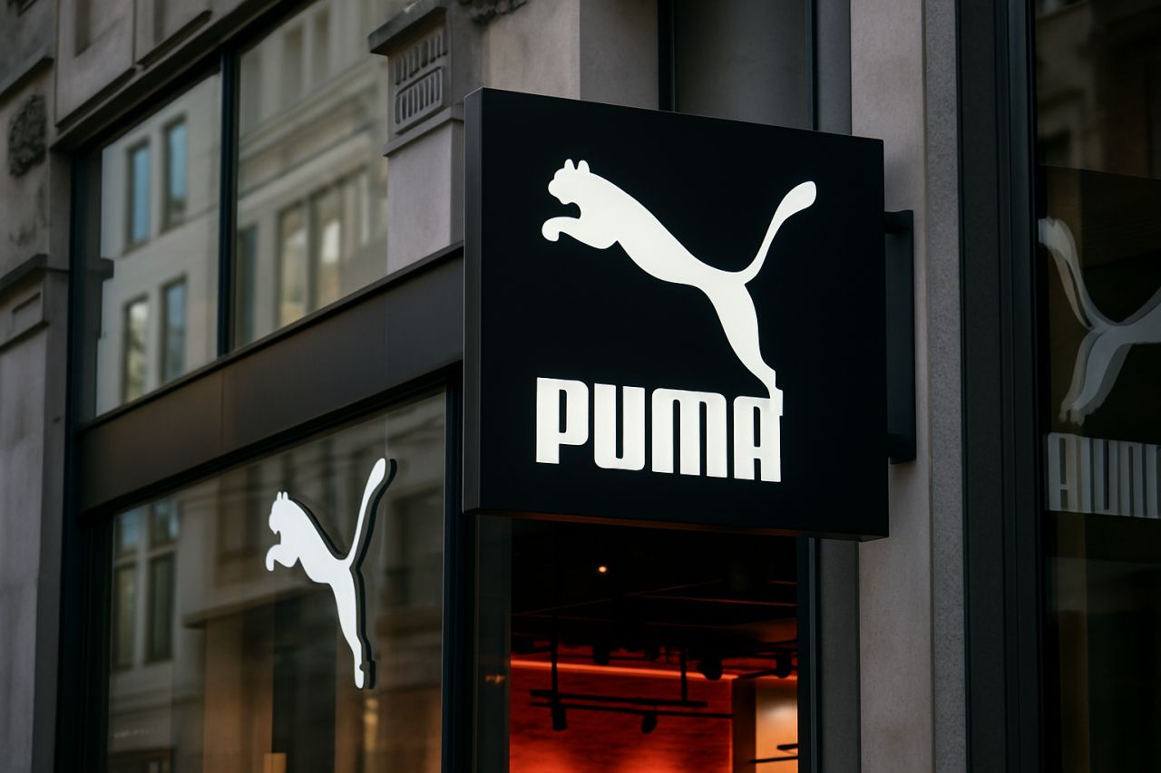 logo Puma sull'insegna di un negozio