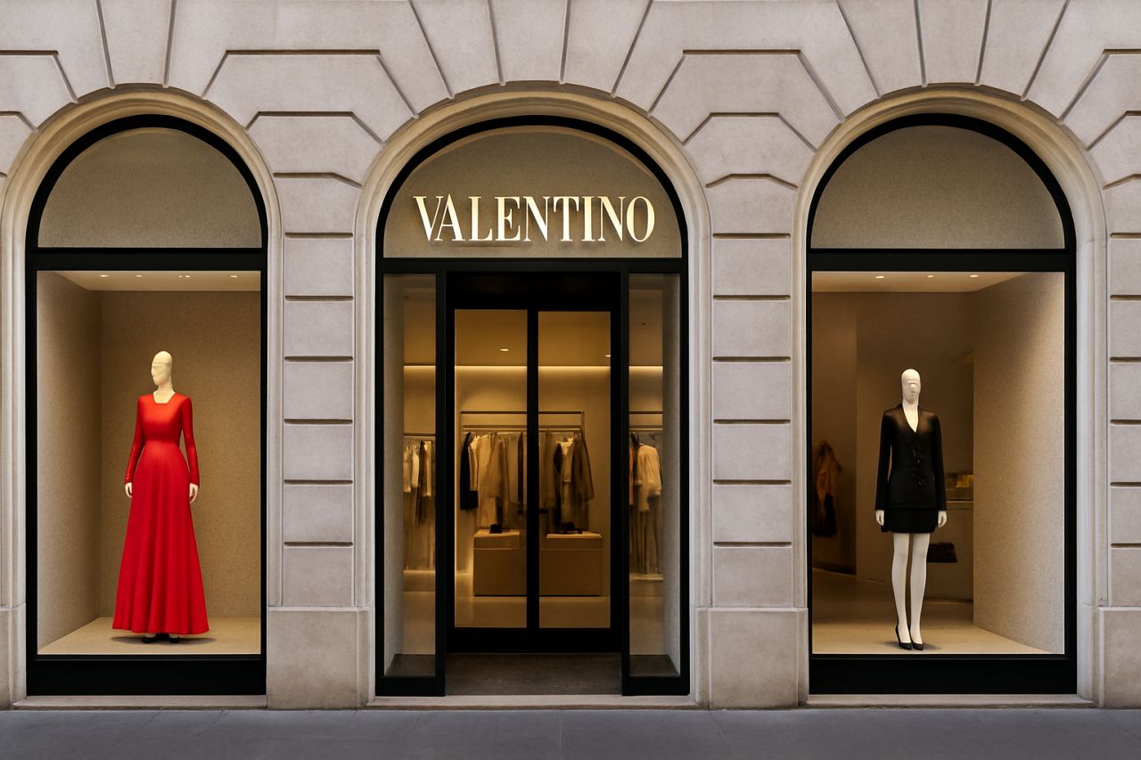 Un negozio con insegna Valentino