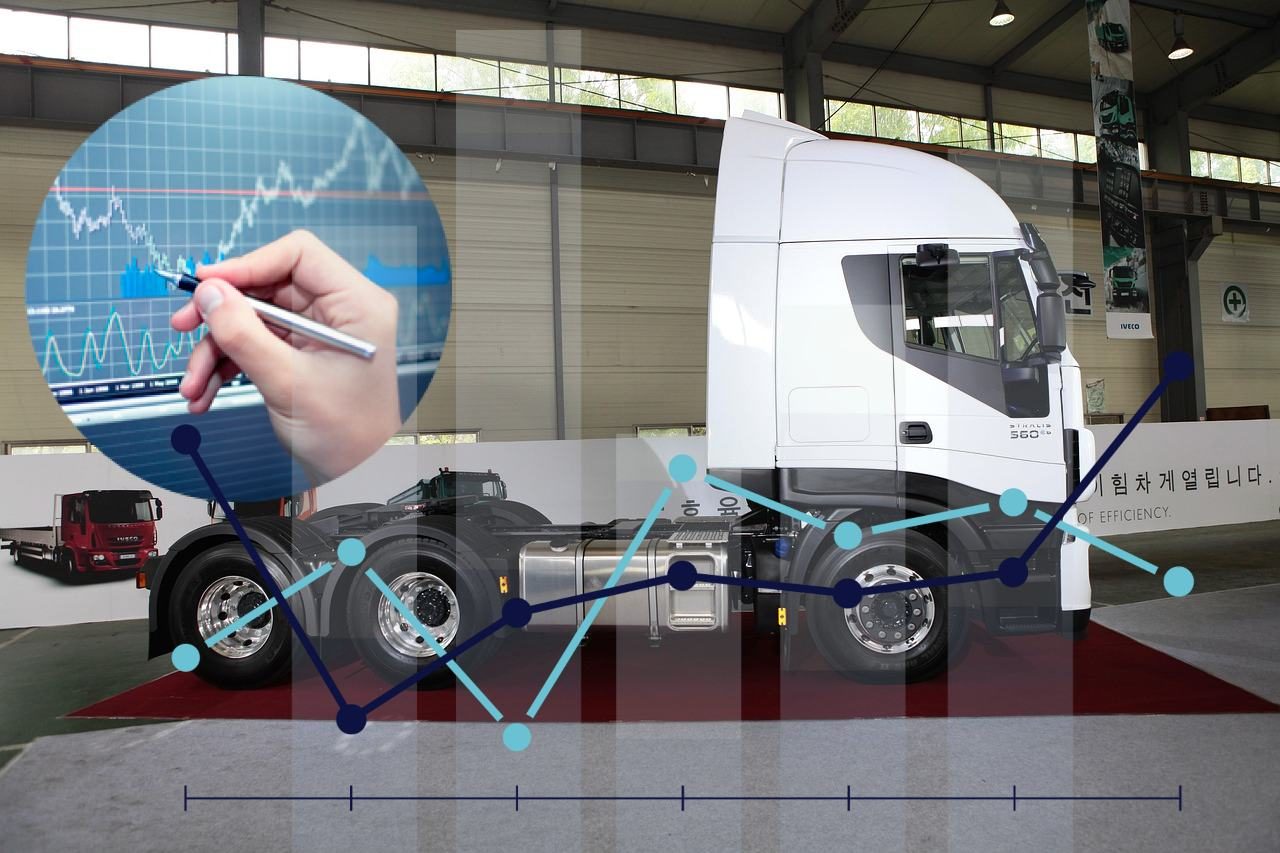 camion Iveco con grafico di borsa
