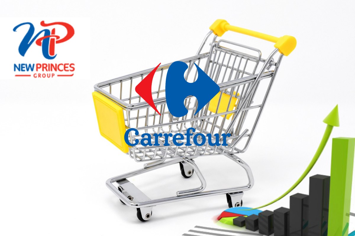 carrello spesa con dentro il logo di Carrefour