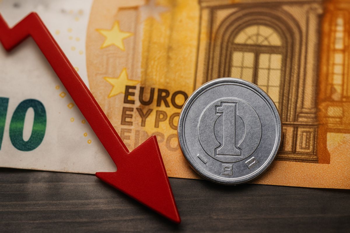 banconota Euro e moneta Yen