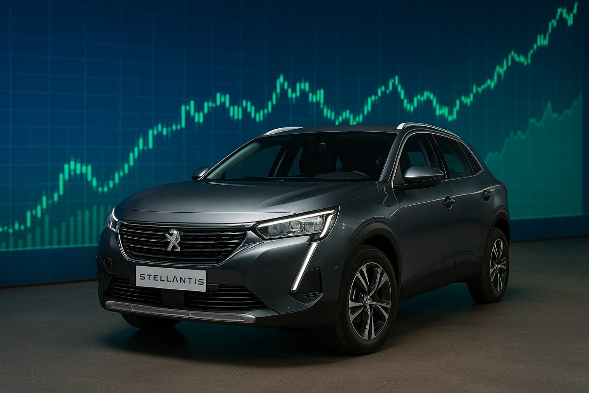 auto Peugeot con grafico al rialzo